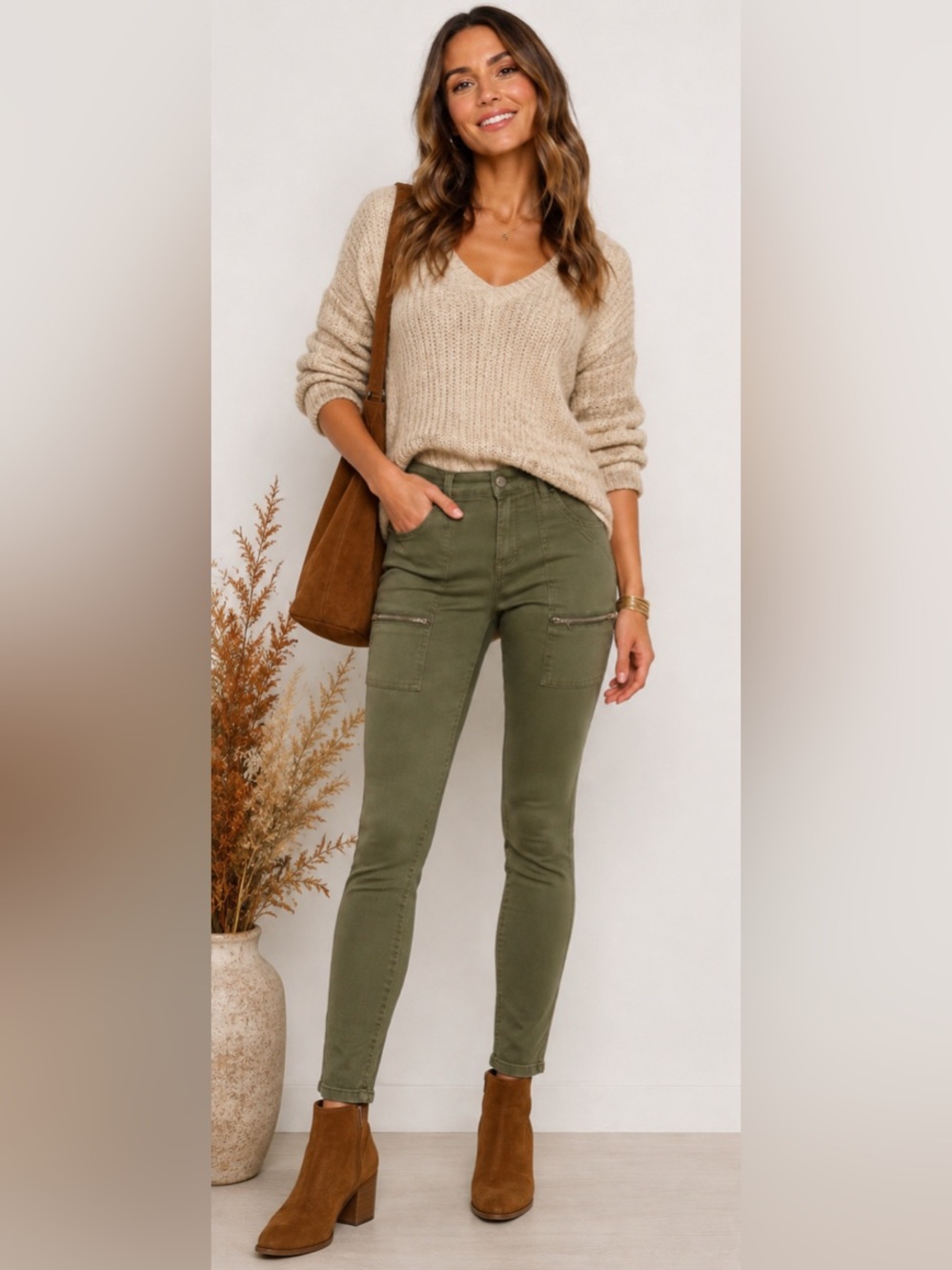 NWT Joie Park Moto Skinny Jeans Olive Green Zippers